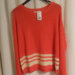 FOREVER 21 PLUS CORAL ORANGE CREAM KNITTED SWEATER